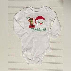 Carter’s Infant Bodysuit My First‎ Christmas Baby Size 12 Months Santa White Red
